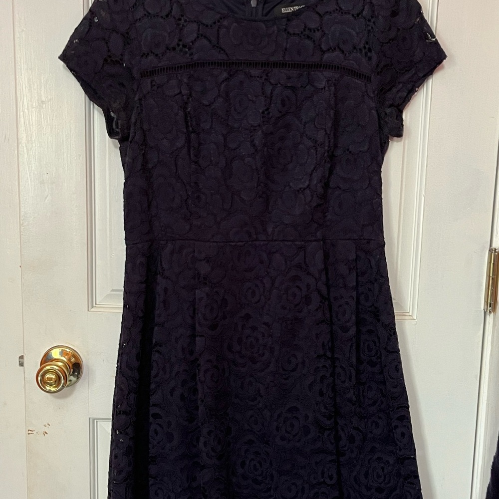 Ellen Tracy Navy Lace Midi Dress